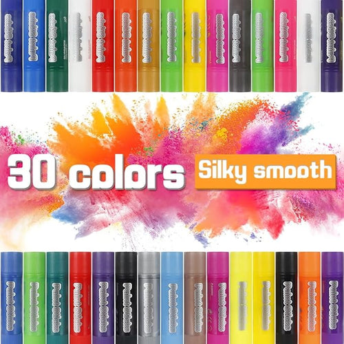 30 Colors Solid Tempera Paint Sticks, Washable Paint Sticks for Kids, Quick Drying,Non-toxic,Idel for Kids and Students
