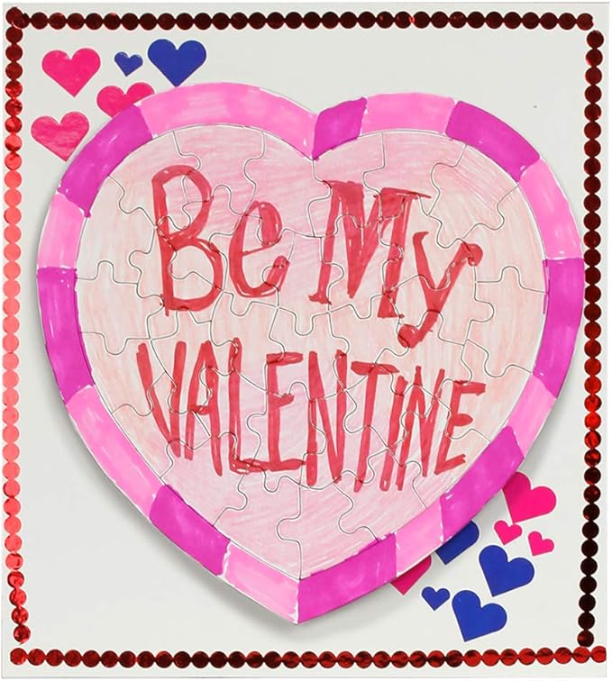 Hygloss 8 Blank Heart Puzzles with Envelopes – 8.5 x 9.5 Inches with Surrounding Frame – Ideal for Valentine’s Day Crafts – Write, Draw, and Decorate – 34 Pieces Each