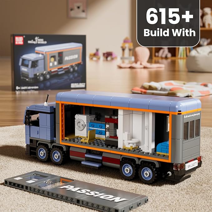 Mould King Heavy-Duty RV Truck Building Set, Realistic American Motorhome Truck Model for Kids Ages 8+, 24071 STEM Toy Vehicles with Detailed Interior, Display and Collection for Adult (615 PCS)