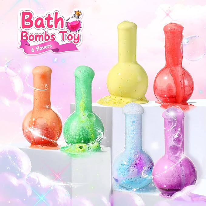 MeCids Magic Potion Bubble Bath Bombs for Kids -Bath Color Tablets Bath Potions for Toddlers Ages 4-12 Fun Science Kit Gift for Birthday, Halloween，Christmas- 6 Pack