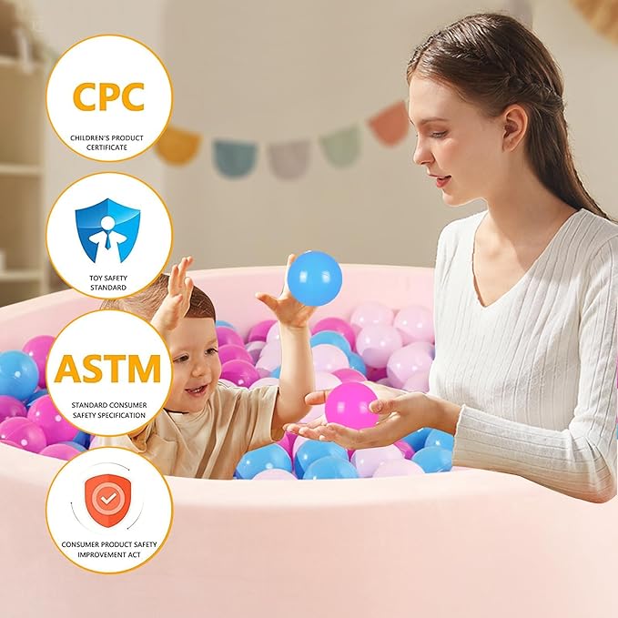 Ball Pit Balls Pack of 100 200 500 - Star and Round Set BPA Free Phthalate Free Non-Toxic Crush Proof Play Balls Soft Plastic Balls for Toddlers Baby Kids Birthday Pool Tent Party