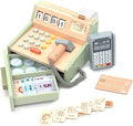 UMU® Wooden Cash Register for Kids - Includes Accessories (Scanner, Payment Terminal, Play Money, etc.), Role Play Shop & Accessories for Children Ages 3 4 5 6