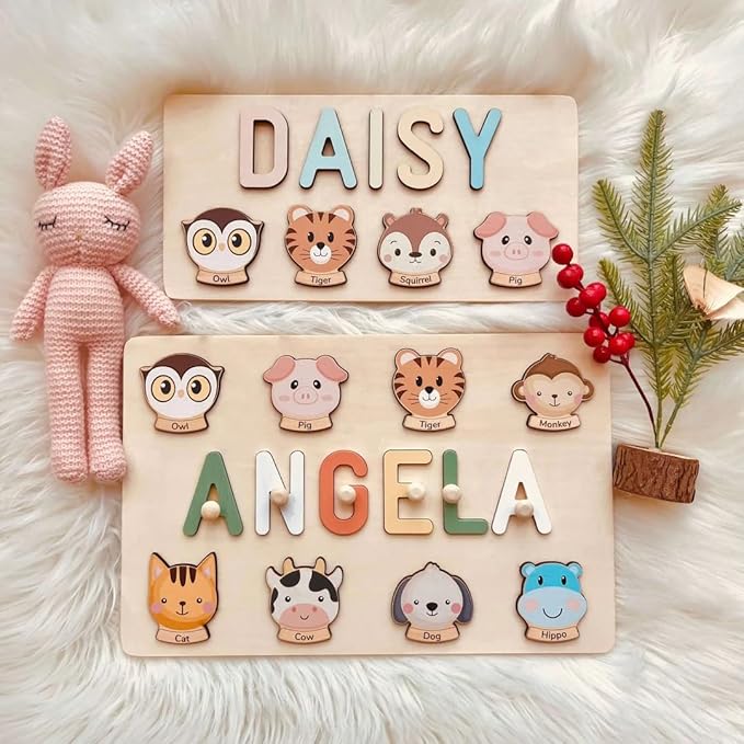 Name Puzzle for Kids Personalized, Custom First Birthday Girl Boy Gifts, Name Puzzles for Toddlers, Personalized Baby Wooden Montessori Toys