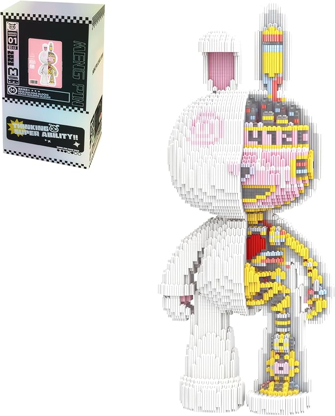Animal Mechanical Rabbit Micro Mini Building Blocks Sets with Storage Drawer Large Cute Animal Graffiti Rabbit Building Kits Model Toys Gifts for Adults Kids Teens 6650 PCS