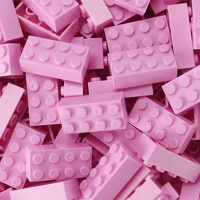Feleph 2x4 Bricks 320 Pieces Bright Pink Parts Classic Building kit Girls Boys Kids Set Basic Blocks Toy Compatible with 3001 Major Brands