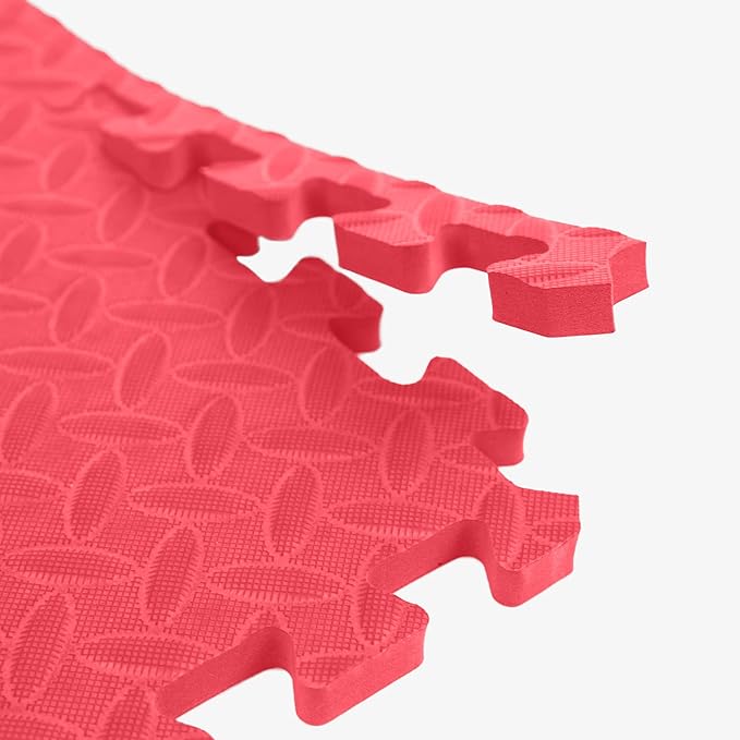 IncStores 1/2 Inch Thick Diamond Soft Foam Flooring Tiles | High-Density Interlocking Foam Tiles for Rugged Style in Your Home Gym, Playroom, and More | Red, 36 Tiles