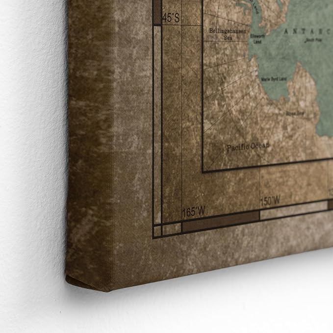 Canvas World Map with Cork Pin Board - English Lettering - Decorative Wall Decoration for All Rooms - Canvas Pictures with World Map Motif (150x100 cm, Pattern 12)