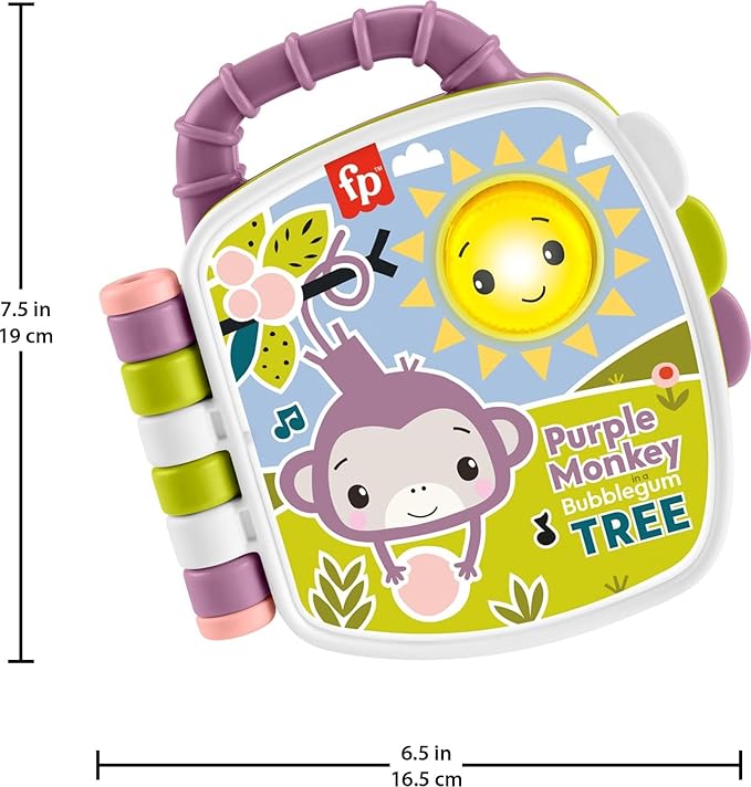Fisher-Price Baby Toy Purple Monkey Musical Storybook with Lights & Sounds for Infants & Toddlers Ages 6+ Months