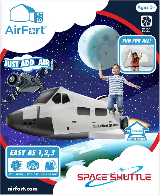 The Original Patented AirFort - Build A Fort in 30 Seconds, Inflatable Fort for Kids, Play Tent for 3-14 Years, A Playhouse Where Imagination Runs Wild, Fan not Included (Space Shuttle)