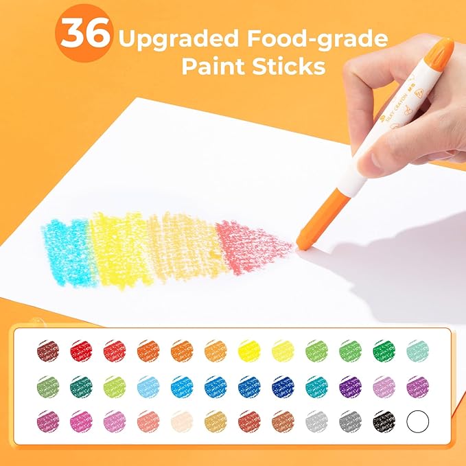 M&G 36 Colors Upgraded Food-grade Paint Sticks, Tempera paint sticks set, Washable paint, Non- Toxic, No Mess Quick Drying Art Supplies for Toddlers and Kids