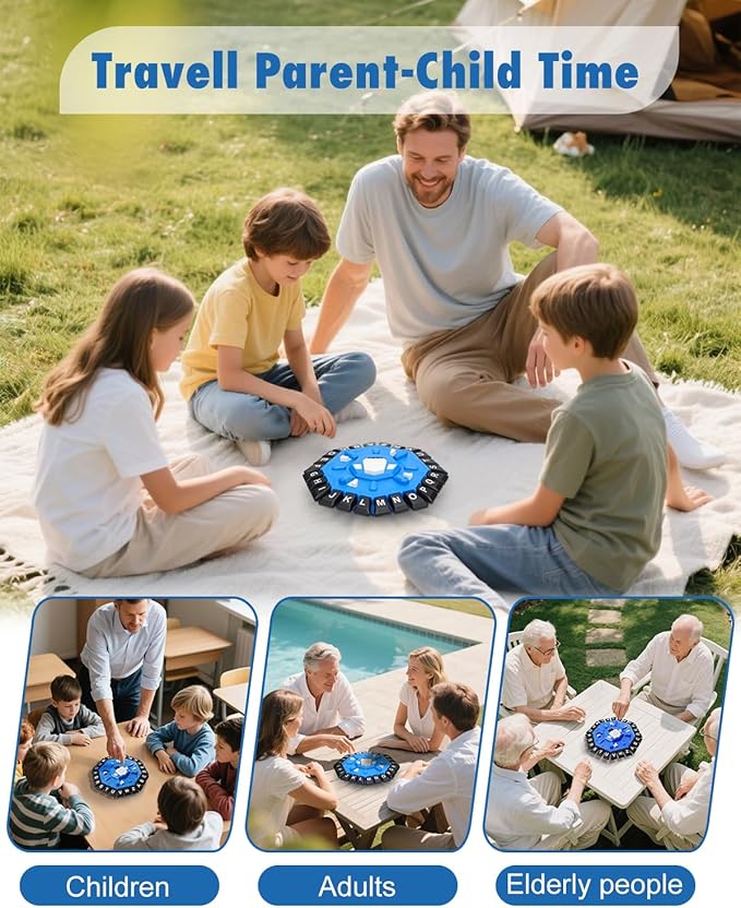 Word Game Family Board Games with Display Timer and 2 Modes, The Fast-Paced 24 Letters Pressing Games, Learning Word Game for Kids & Adults, 2-8 Players, 15-20 Minute Play Time