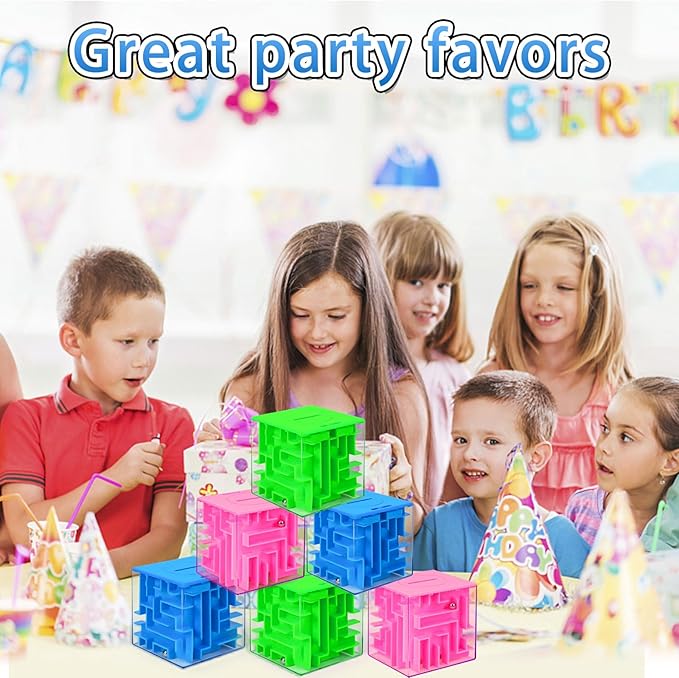 YongnKids 6-Piece Money Maze Plastic Puzzle Boxes, Portable 3D Brain Teasers Game, Educational Toy for Kids & Adults - Challenging Sphere Puzzle, Gifts for Game Lovers, Party Favors