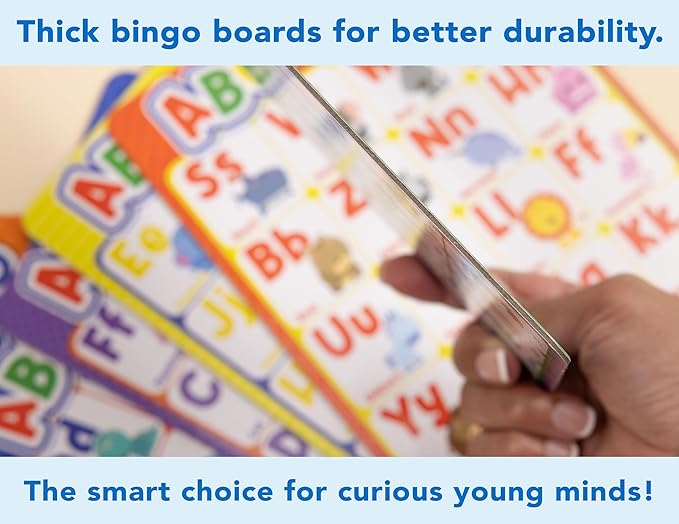 Party Hearty Alphabet and Number, ABC and 123 Bingo Board Game for Kindergarten and Preschool Kids Learn to Read Fun 2 Versions for Ages 4 and Up (Food Edition)