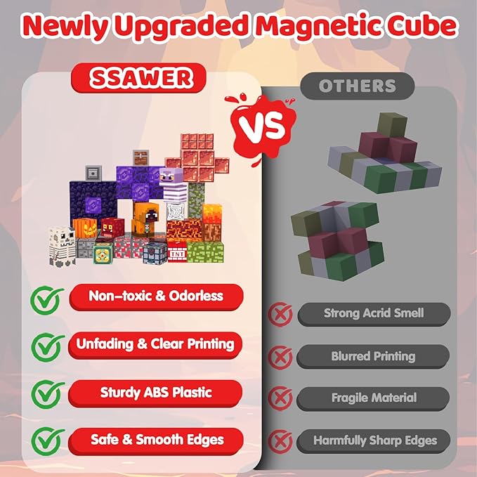 Magnetic Blocks, 100PCS Magnetic Building Blocks Light Up, Stacking Magnets for Kids, Sensory Toy for STEM Constructions Magnet Blocks for Boys Girls Age 3+, Christmas Birthday Gifts