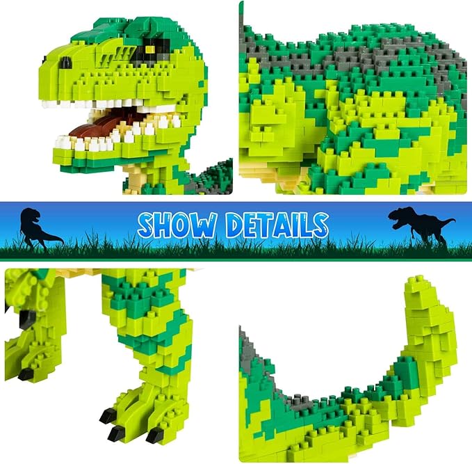 Jurassic Dinosaur Micro Building Blocks, 1457pcs Velociraptor Tyrannosaurus Rex DIY Mini Diamond Blocks Bricks Toy for Boys Age 8-12 14+ Teens Adults