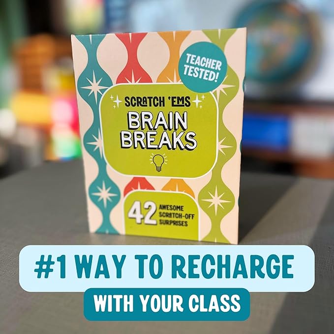 Scratch 'Ems Brain Breaks Scratch Off Cards for Classroom (42 Cards) | Fun Scratch Cards for Teachers & Students | Screen-Free Classroom Engagement & Quick Reward Game for Kids of All Ages