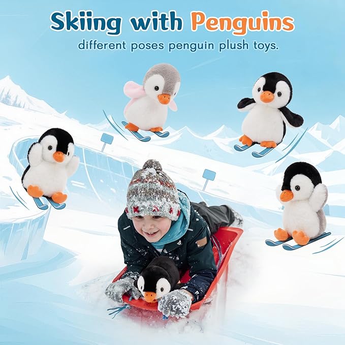 MaoGoLan 6Pcs Penguin Plush 10 inch Stuffed Penguins in Bulk, Fluffy Penguin Stuffed Animals Arctic Theme Party Favors for Girls Kids Christmas Decorations Valentine's Day Birthday Gift
