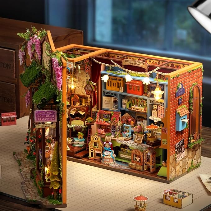 CUTEROOM DIY Miniature House Kit-Fairy Tale Kingdom, Tiny Dollhouse Wooden Furniture Kit, Mini DIY Craft Kits Creative Room for Decoration Family Friends