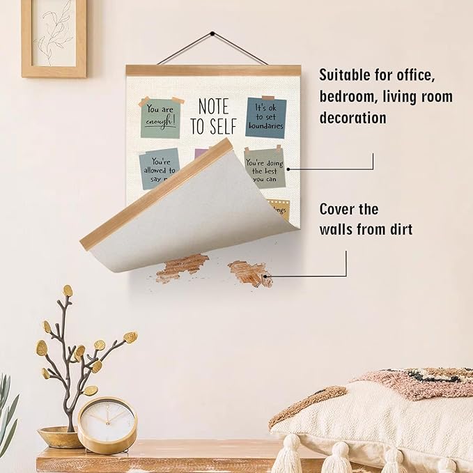 ZTGDA Note to Self Wall Art,Motivational Linen Poster with Positive Affirmations, Mental Health Wall Poster Decor for Bedroom, Office, Therapy Room or Gift for Women and Teens 12x16inch