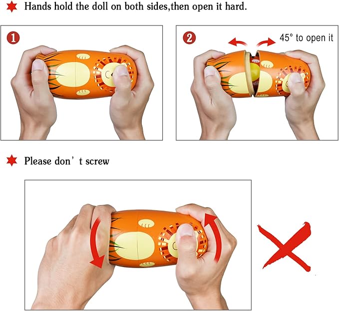 HYCLES Nesting Dolls Russian Matryoshka Wood Stacking Nested Set for Kids Handmade Toys for Children Kids Christmas Birthday Decoration Halloween Wishing Gift