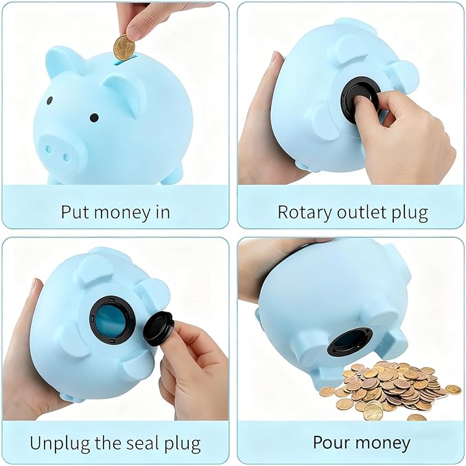 Personalized Cute Plastic Piggy Bank for Kids, Custom Unbreakable Toy Coin Bank with Name, First Toddler Money Box, Birthday, Easter, for Girls & Boys Home Decoration
