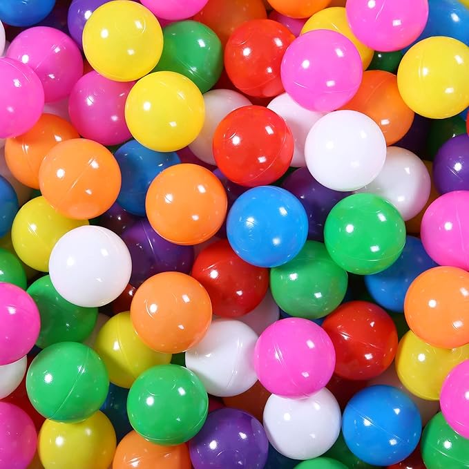 GOGOSO Ball Pit Balls Stars Moon Shapes Plastic Pitballs for Toddler Play Tent Baby Photo Props Kids Pool Water Toys Kiddie Pool Party Decor, Cream Mix 7 Colors,100PCS