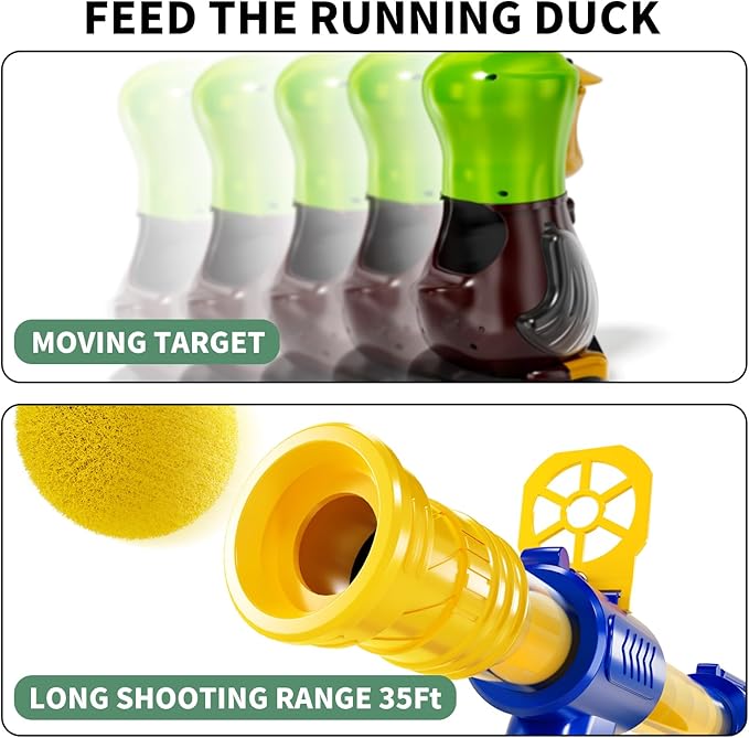 BABY HOME Duck Shooting Toys for Kids 3-5 Years, 2 Packs of Foam Shooting Toy with Movable Shooting Game, Interactive Competition Game Gifts for Boys and Girls Ages 6 7 8 9+ Years Old