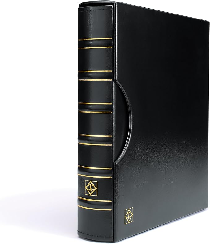 Lighthouse - Coin Album Set with ENCAP 5 Pages for Quadrum Snaplocks, Fits 100 2"x2" Coin Holders with Matching Slipcase - Black