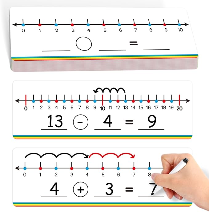 Aizweb 28 Pack Number Line Dry Erase Board Card,12" x 3.9" Small Whiteboard Math Manipulatives Addition Subtraction Game for Student Classroom Must Have Homeschool Teacher Supplies Learning Activities