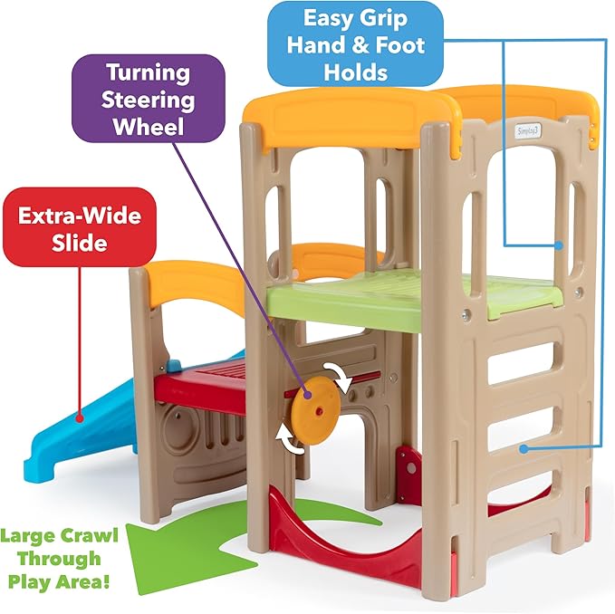Simplay3 Young Explorers Adventure Climber and Slide - Indoor Outdoor Backyard Playset for Toddlers and Kids