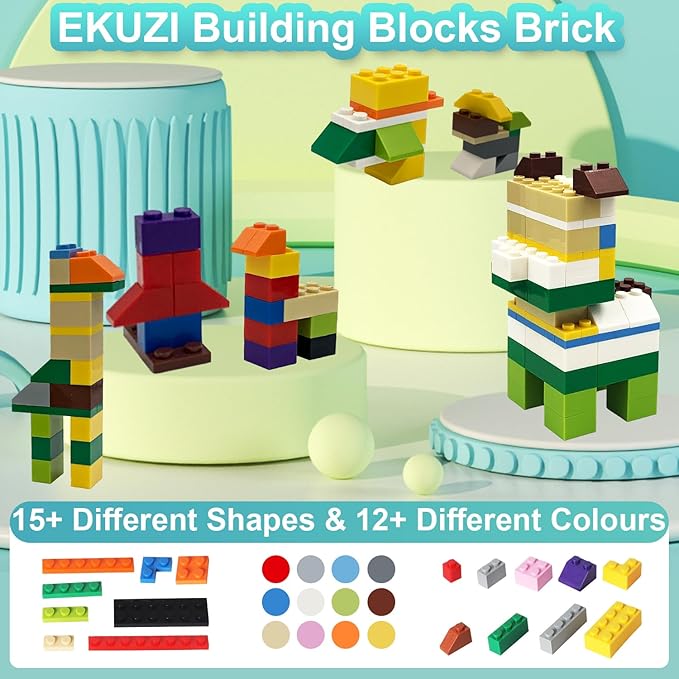 300 PCS Building Bricks Compatible with Lego Classic - 300 Pieces Basic Bulk Building Blocks in Random Color - Mixed Shape (300PCS)