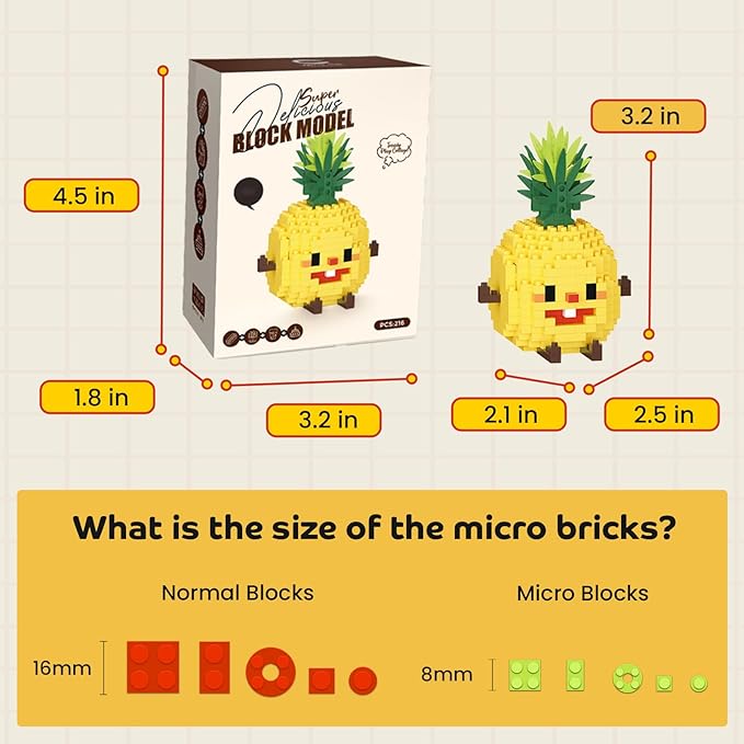 Mini Food Building Sets for Adults, Party Favors for Kids 8-12, Egg, Fruit & Cake Collectible Model Kits, Goodie Bag Stuffers, Classroom Small Prize Toys Gifts for Kids Girls Boys Age 8+ (6 Pack)