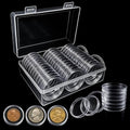 50 PCS 41mm Clear Plastic Coin Capsules with Coin Holder Case, Airtight Coin Holders, Coin Storage Containers, Coin Supplies Plastic Holders, Coin Protectors