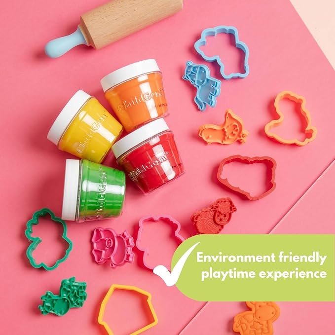 Natural Play Dough Set, Non-Toxic, Super Soft, Long Lasting Playdough, Modeling Dough, Kids Arts & Crafts, Preschool Toys, 3-Pack of 4.5-Ounce Cans (Green, Red, Blue)