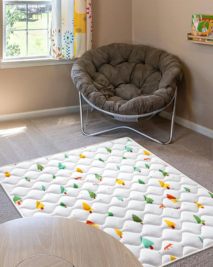 Odorless Premium Foam Baby Play Mat, Soft Microfiber Fabric Crawling Mat for Floor- Comfortable and Hypoallergenic, Non-Slip Cushioned Floor Playpen mat for Infants,Babies,Toddlers