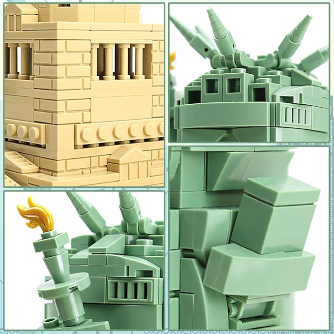 Mini Statue of Liberty Building Blocks Set New York World Famous Architecture Model Toys Gift for and Adults Kids 414 Pieces