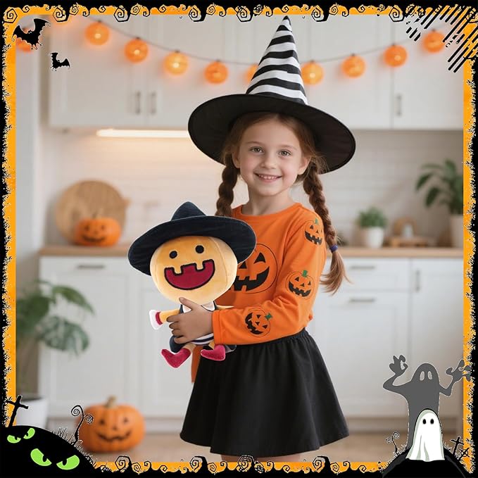 Sew Butiful Halloween Stuff Doll Cute Plushie Stuffed Yellow Pumpkin Boy Toy Gift for Kids, Girls, Children