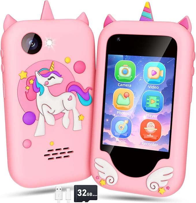 Lapare Kids Smartphone Toy, Toddler Learning Toy Phone with Dual Camera, Game, Music Player, Christmas Birthday Gifts for Girls Age 3-8
