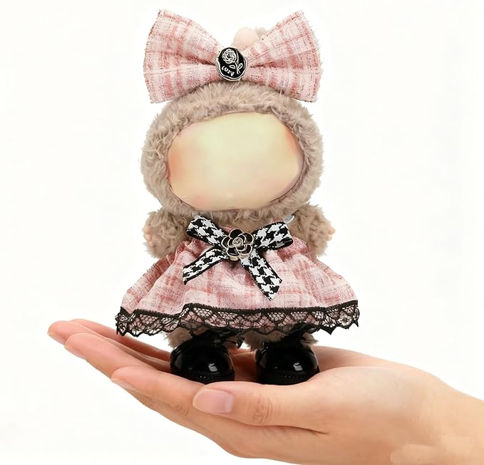 Clothes for LABUBU 17cm Doll (NO Doll)（NO Shoes, Outfit for LABUBU, Dress and Hairpin Set for LABUBU Dress Up, Fashion and Premium Dolls Accessories for LABUBU (Style L)