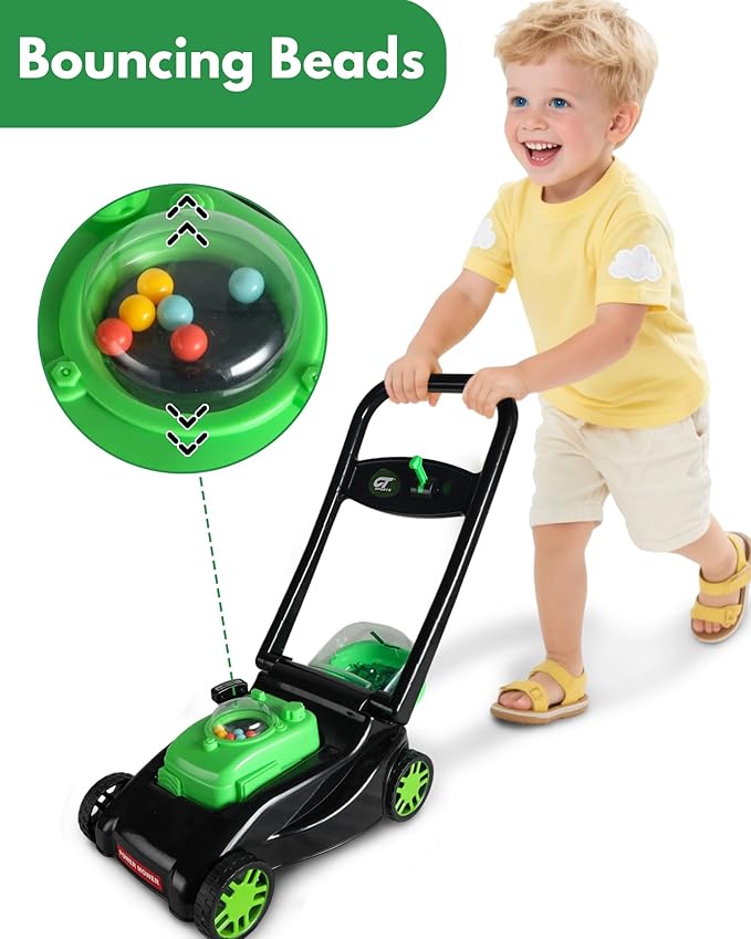 Kids Lawn Mower with Realistic Grass-Cutting Action and Sounds – No Batteries Required | Fun Outdoor Push Toy, Birthday Gift & Halloween Present for 3, 4, 5, 6, 7, 8 Year Old Boys and Girls (Black)