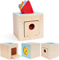 FCSONU Kids Toddler Toys, Montessori Baby Toys 0-6-12 Months, 1 Year Old Wooden Baby Tissue Box Toy for Educational Learning with Cloth Tissues, Boys & Girls Gifts for Birthday Christmas Children Day