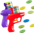 Sumind 2 Pieces Foam Disc Launcher Zip Shot Shooter Disc Shooter (Red, Purple)