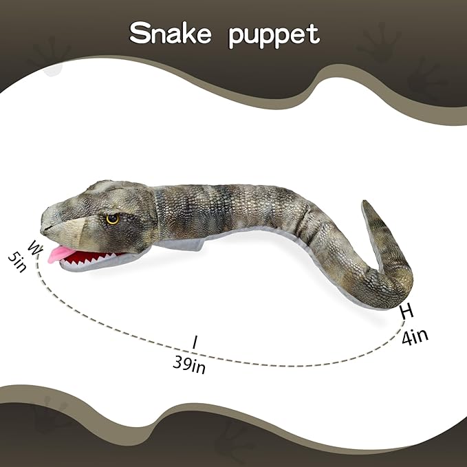 Puppets Hand Puppet Snake Stuffed Puppets,Large Puppet with Movable Mouth Puppet Role Play Story Animal,Soft Stuffed Animal Hand Puppets for Kids Ages 1-3