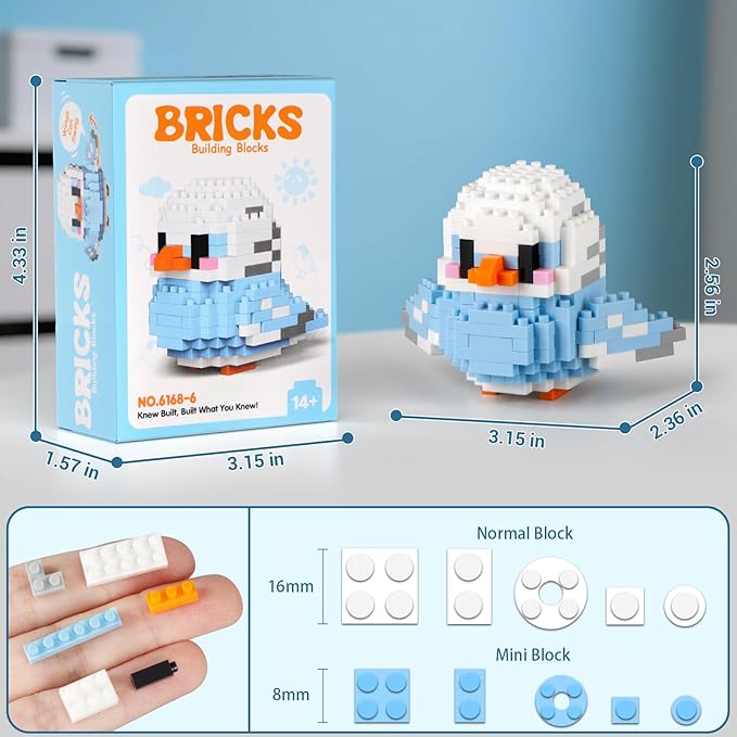 HIGH GODO Bird Parrot Building Sets for Adults, 8 Pack Mini Birds Animal Party Favors for Kids 8-12, Goodie Bag Stuffers, Small Prize Toys Classroom Gifts for Teens Girls Boys