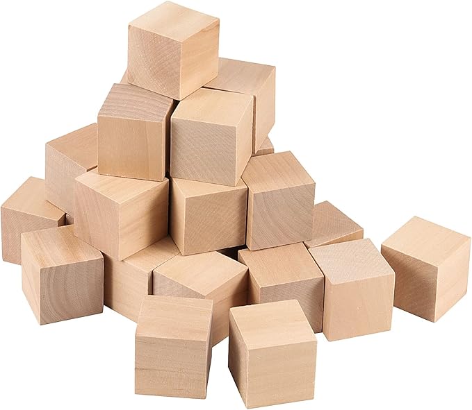 ZOENHOU 60 PCS 1.5 Inch Wooden Blocks, Premium Natural Solid Wood Cube Unfinished Wooden Block Set for Painting Decorating Making Crafting DIY