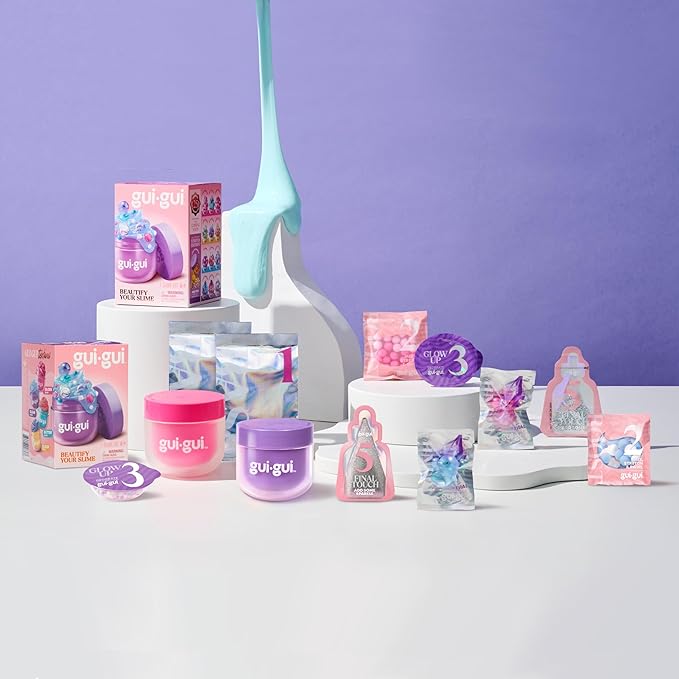 Gui Gui Scented Slime 2-Pack Bundle, Clear & Gloss, 5 Step DIY Process to Customize Your Ultimate Slime Glow-Up, Resealable and Reusable Container, ASMR Experience