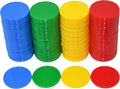 Smartdealspro Set of 100 1 Inch Opaque Plastic Learning Counters Mini Poker Chips Game Tokens with Storage Box (4 Colors-Red,Yellow,Blue,Green)