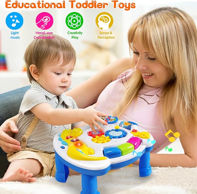 Music Baby Activity Center Toy 12-18 Months Activity Table Baby Toys 12 to 18 Months Early Learning 12 Month Old Toddlers Christmas Birthday Gifts for 1 2 3 Year Old Infant Kids