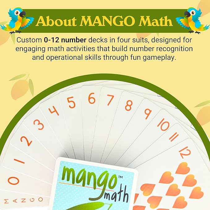 MANGO Math - Playing Cards - Educational Card Game Set of 6 Decks - Fun Learning Cards for Kids - Classroom Activities - Homeschool Activities - Elementary School Teaching Materials