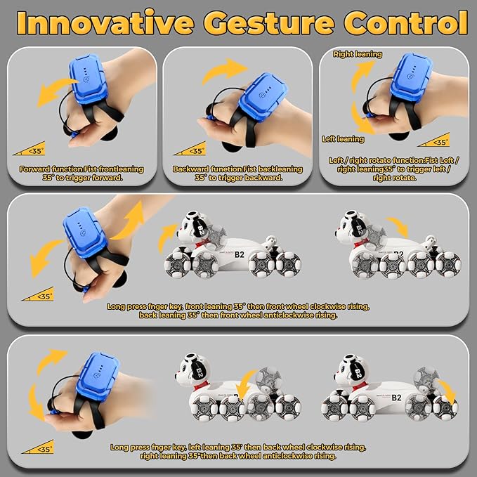 Remote Control Robot Dog Toy, Robot Pet Dog for Kid Boys 8-12, 8WD Gesture Sensing Rc Stunt Car with Light and Music, Toys Birthday Gifts for Boys Age 8,9,10,11,12